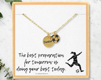 Girls Soccer Necklace • Personalized Soccer Player Jewelry • Girls Custom Soccer Gift • Soccer Team Player Gift • Soccer Senior Gift