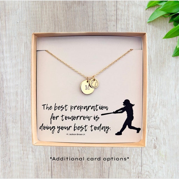 Softball Player Necklace - Gift for Softball Team - Softball Initial Necklace - Personalized Custom Softball Player Jewelry Gift - Christmas