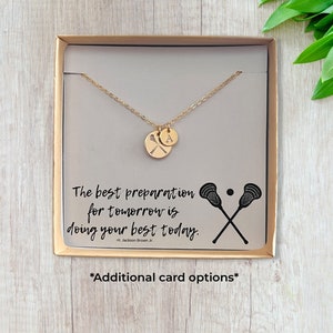 Lacrosse Player Necklace - Gift for Lacrosse Team - Lacrosse Initial Necklace for Women Girls - Personalized Player Jewelry Gift - Christmas