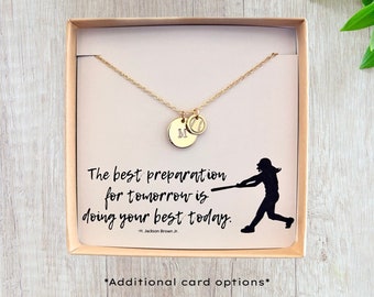 Softball Player Necklace - Gift for Softball Team - Softball Initial Necklace - Personalized Custom Softball Player Jewelry Gift - Christmas