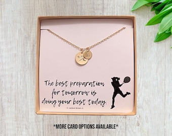 Tennis Player Necklace - Tennis Gift for Girls - Tennis Initial Necklace - Senior Tennis Gift - Tennis Team Jewelry - Women's Tennis Disc