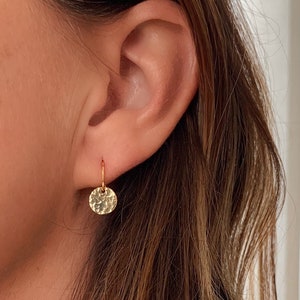 Gold Tiny Dot Minimalist Earrings for Women, Gold Circle Disc Earrings, Simple Everyday Earrings,