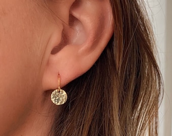 Gold Tiny Dot Minimalist Earrings for Women, Gold Circle Disc Earrings, Simple Everyday Earrings,