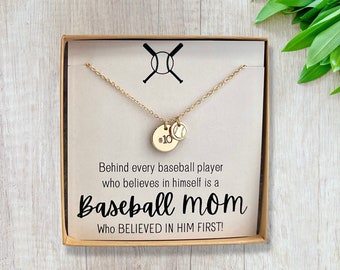 Collana mamma da baseball - Regalo per mamme da baseball - Collana iniziale da baseball - Collana con numero di maglia da baseball personalizzata personalizzata