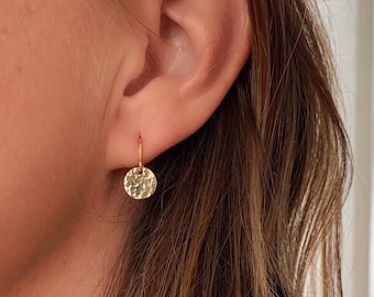 Gold Tiny Dot Earrings for Women • Hammered Minimalist Circle Earrings • Everyday Simple Round Earrings • Gift for Wife • Minimalist Jewelry