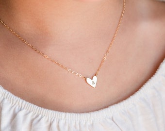 Heart Initial Necklace for Toddler Girl, Little Girls Personalized Heart Necklace, Custom Baby Girl Necklace with Letter, Children Necklace