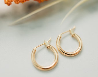 Gold Hoop Earrings • Dainty Gold Hoops for Women • Small Minimalist Trendy Hoops • 18k Gold Hoops for Her