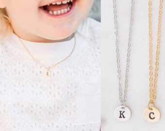 Little Girls Initial Necklace, Personalized Christmas Gift for Toddler Girl, Custom Initial Holiday Gift for Baby, Kids Necklace, Children