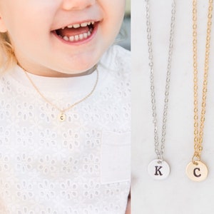 Little Girls Initial Necklace, Personalized Christmas Gift for Toddler Girl, Custom Initial Holiday Gift for Baby, Kids Necklace, Children