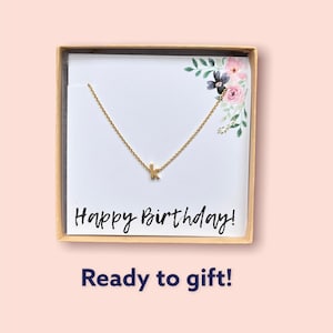 Collar inicial de niña, collar de cartas lindas para niños, collar de niña adolescente de oro o plata, joyas de cumpleaños, regalo de felicitaciones para ella