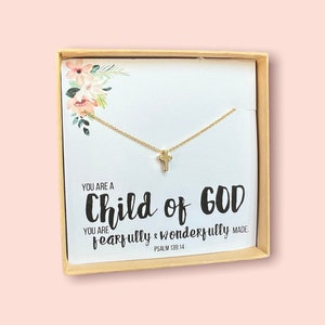 Baptism Gift For Daughter - Baptism Gift for Woman - Little Girls Cross Necklace - Religious Gift for Daughter Friend - Confirmation Gift