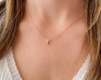 Dainty Gold Cross Necklace for Women, Tiny Silver Cross Necklace, Minimalist Everyday Cross Necklace, Religious Christian Jewelry Faith Gift