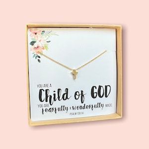 Teen Girls Dainty Gold Cross Necklace, Silver Cross Necklace for Girls or Boys, Baptism gift for women, girls, teens, adults, baby toddler
