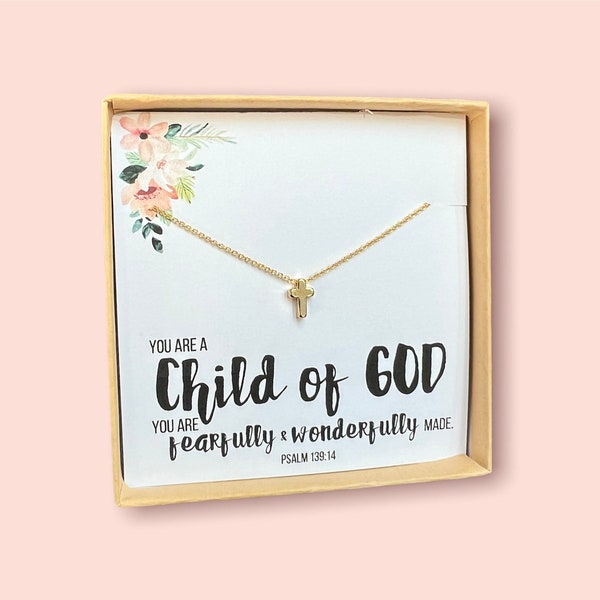 Baptism Gift Necklace for Little Girls, Religious Necklace for Her, Faith Gift, Religious Jewelry for Children, Christening Gift for Child