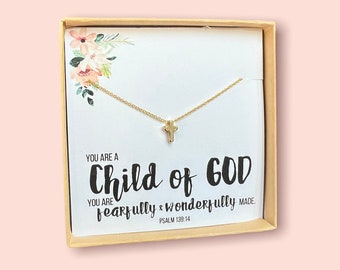 Baptism Gift Necklace for Little Girls, Religious Necklace for Her, Faith Gift, Religious Jewelry for Children, Christening Gift for Child