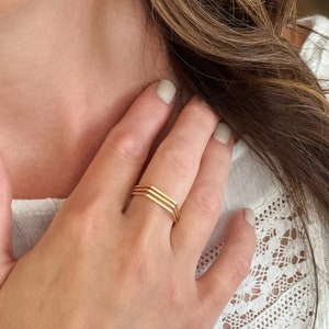 Gold Multi Band Ring, Thin Triple Bands Minimalist Bohemian Boho Stacking Ring, Everyday Ring, Trendy Adjustable Gold Ring, Rings for Women