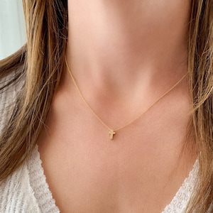 Women&#39;s Gold Cross Necklace, Gold or Silver Dainty Cross Necklace, Baptism Gift for Her, Religious Gift Necklace, Layering Cross Necklace