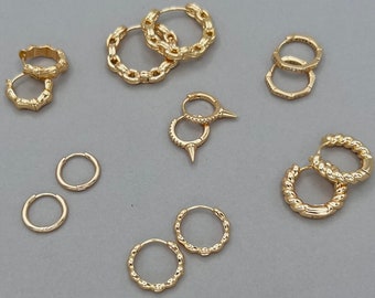 Small Gold Huggies Earrings for Women • Minimalist Trendy Hoops • Dainty Mini Gold Hoops • Tiny Plain Huggies • Everyday Hoops