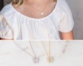 Girls Butterfly Initial Necklace, Toddler Letter Necklace, Baby Initial Necklace, Children Jewelry, Cute Gold or Silver Butterfly Necklace