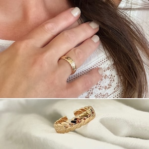 Gold Braided Ring for Women - Trendy Woven Stacking Ring - Gold Twist Braid Ring - Minimalist Banded Ring - Adjustable Ring for Women