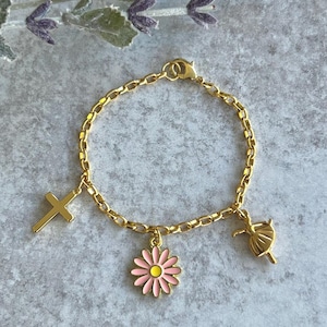Girls Charm Bracelet, Children&#39;s Custom Gold Charm Bracelet, Popular Kid&#39;s Build Your Own Charm Jewelry, Christmas Gift for Daughter
