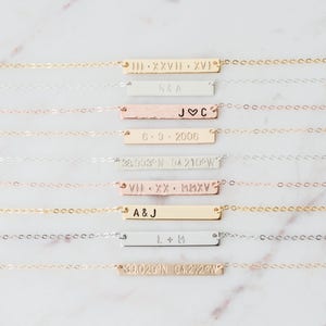 Personalized Bar Necklace, Bridesmaid Gift, Gold Bar Initial Necklace, Rose Gold Bar, Silver Bar, Custom Jewelry, Name Plate Hand Stamped