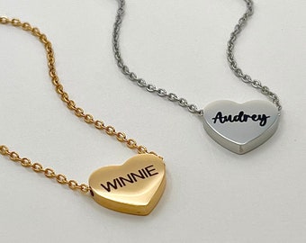 Dainty Heart Necklace for Girls, Birthday Gift for Daughter, Personalized Name Necklace for Children & Teens, Custom Jewelry Gift for Child