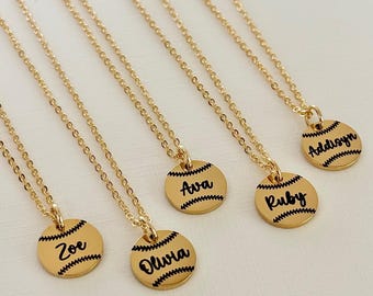 Softball Player Team Gift, Softball Necklace for Girls, End of Season Gift, Personalized Gift for Softball Lover Custom Sports Name Necklace