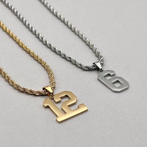 Baseball Player Number Pendant Necklace • Personalized Jersey Number Necklace for Boys • Baseball Player Gift • Kids Sports Number Necklace