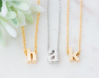 Children's Letter Necklace • Kid's Initial Necklace • Gold or Silver Lowercase Initial Name Charm • Personalized Gift for Toddler Teen Child