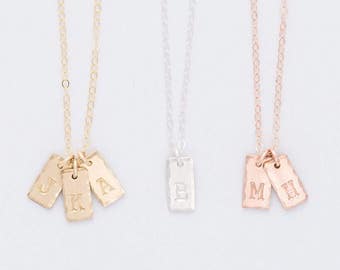 Rose Gold Personalized Initial Necklace, Gold Dainty Tag Letter Necklace, Mom Necklace, Mommy Jewelry, Tag Necklace, Name Necklace, Gift