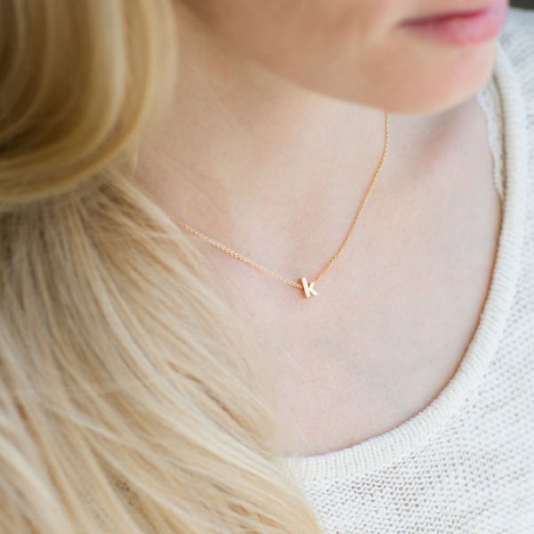 Women's Initial Necklace, Personalized Gold Silver Lowercase Letter Necklace for Girls, Name Necklace,  Custom Initial Pendant, Jewelry Gift