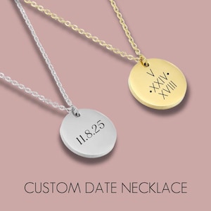 Custom Date Necklace, Special Date Roman Numeral Necklace, Anniversary Date Jewelry Gift for Her, Gift for Wife, Mom Gift, Wedding Date Gift