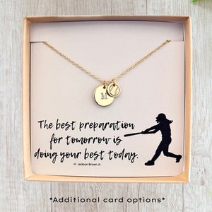 Softball Player Necklace - Gift for Softball Team - Softball Initial Necklace - Personalized Custom Softball Player Jewelry Gift - Christmas