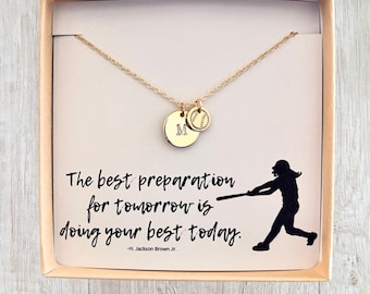 Softbal speler ketting - cadeau voor softbalteam - softbal initialen ketting - gepersonaliseerde custom softbal speler sieraden cadeau - kerst