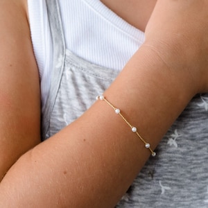 Kids Pearl Bracelet for Wedding - Flower Girl Gift - Pearl Bracelet for Children - Wedding Bracelet - Thank You Wedding Gift