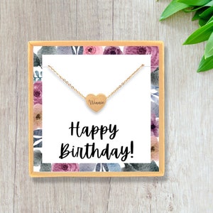 Girls Heart Name Necklace Birthday Gift, Children&#39;s Personalized Heart Jewelry, Birthday Gift for Little Girls, Kids Custom Heart Necklace