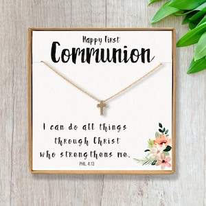 First Communion Gift Girl - Cross Necklace Holy First Communion Gift for Grand Daughter, Goddaughter - Girl 1st Communion Present - Cross