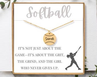 Personalized Softball Necklace - Gift for Softball Player - Softball Team End of Season Gift - Custom Softball Player Senior Jewelry Gift