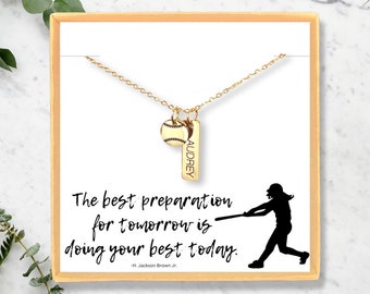 Personalized Girls Softball Player Necklace - Softball Player Gift - Softball Name  Necklace - Custom Softball Team Jewelry End of Year Gift