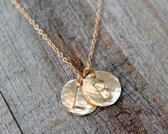 Mom Necklace / Children's Initial Necklace / Gold Disc Initial Necklace / Push Present / Mommy Jewelry / Kids Name Disc Necklace / Grandma