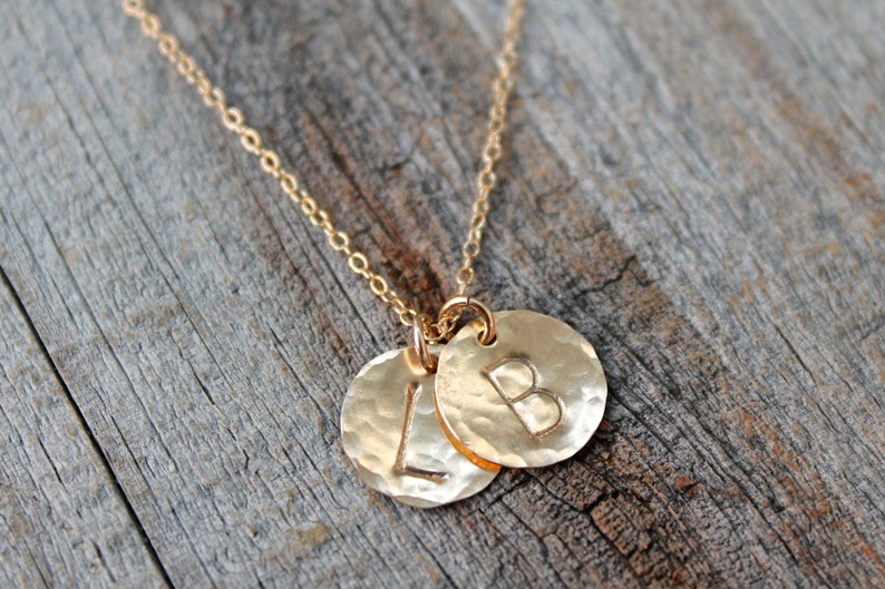 Mom Necklace / Children's Initial Necklace / Gold Disc Etsy