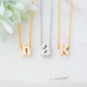 Dainty Initial Necklace, Gold Lowercase Initial, Silver Lowercase Letter Necklace, Gold Name Necklace, Personalized Initial Necklace, Gift image 2