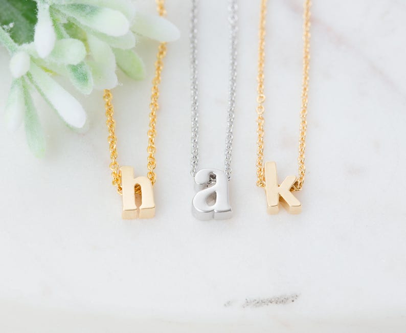 Dainty Initial Necklace, Gold Lowercase Initial, Silver Lowercase Letter Necklace, Gold Name Necklace, Personalized Initial Necklace, Gift image 2