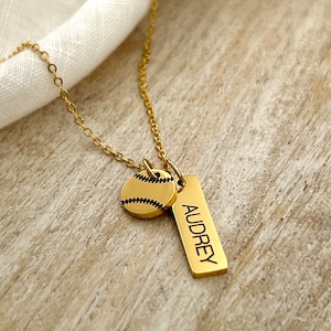 Softball Player Gift • Engraved Name Sports Necklace for Girl • Softball Necklace • Softball Team Gift • Senior Softball Gift Sports Jewelry