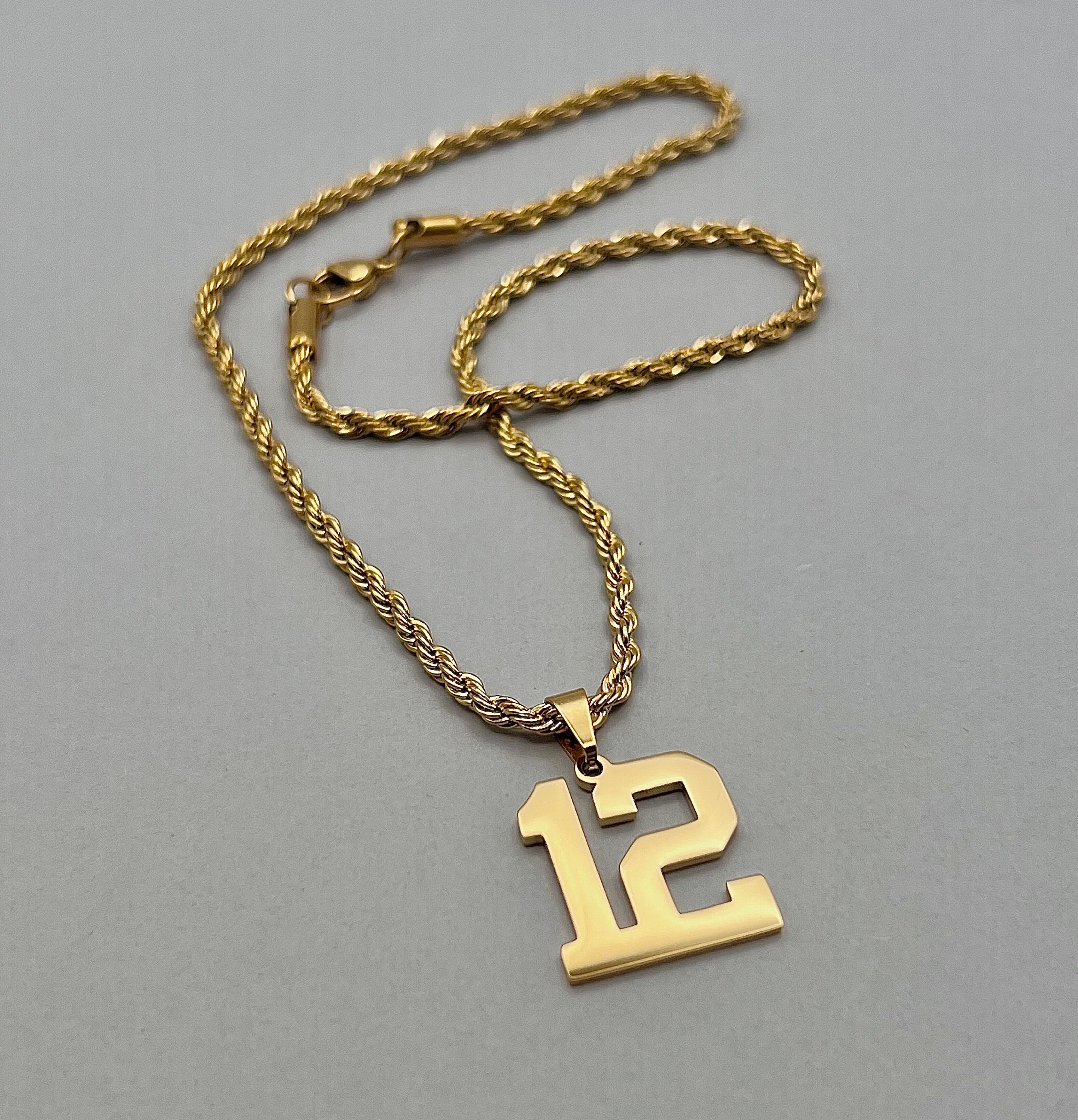 Baseball Player Number Pendant Necklace • Personalized Jersey Number Necklace for Boys • Baseball Player Gift • Kids Sports Number Necklace