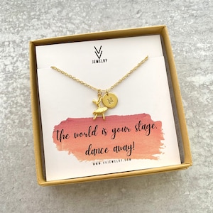 Collar de baile, regalo de recital de baile de bailarina, regalo personalizado para bailarina, collar inicial de bailarina de niñas pequeñas, regalo personalizado para niña