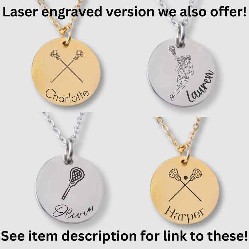 Lacrosse Player Necklace - Gift for Lacrosse Team - Lacrosse Initial Necklace for Women Girls - Personalized Player Jewelry Gift - Christmas image 7