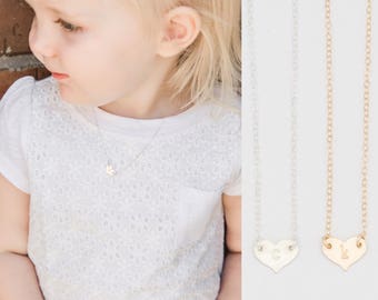 Baby Heart Initial Necklace, Toddler Name Letter Necklace, Dainty Heart for Kids Necklace, Personalized Gift for Toddler, Custom Baby Gift