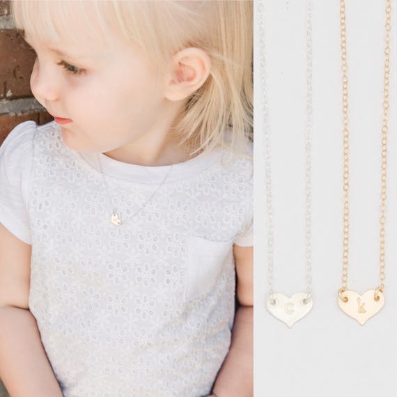 Personalized Baby Heart of Gold + Initials Necklace
